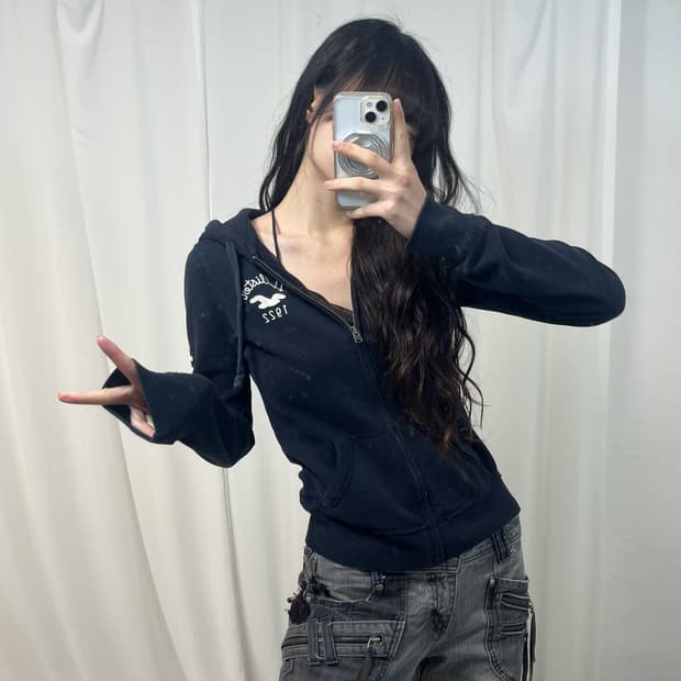 Hollister Navy Hoodie Zip-up