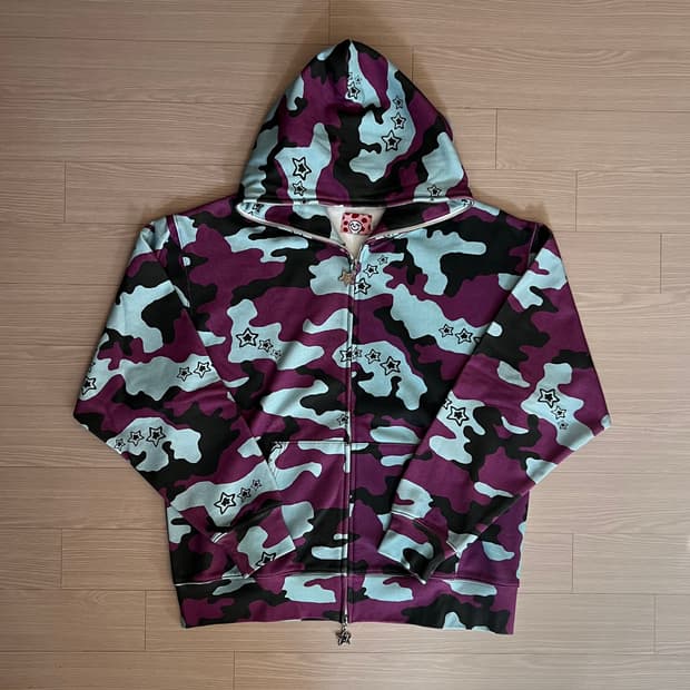 Star Team 퍼플 카모 풀 집 후디