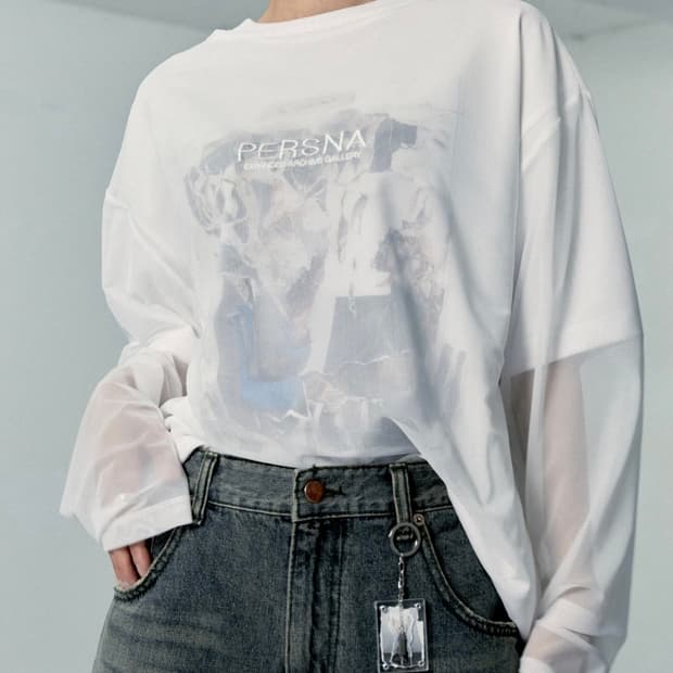 새상품 핀다웃 PERSNA 시스루 롱슬리브