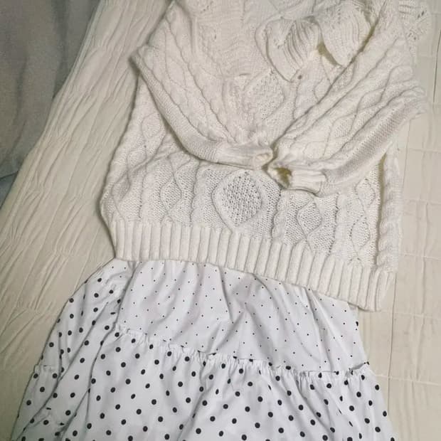 빈티지 모리걸 코디세트 스커트 니트 히메갸루 라떼갸루