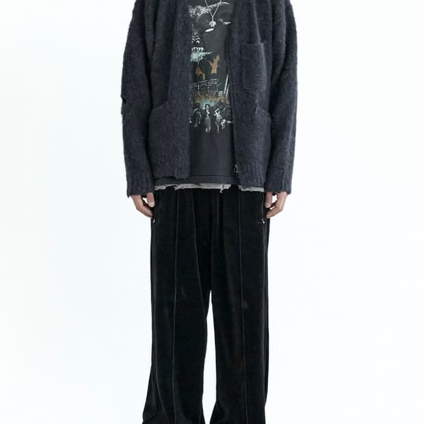 폴리테루 1011 벨루어 트랙 팬츠 1라인 블랙 1사이즈