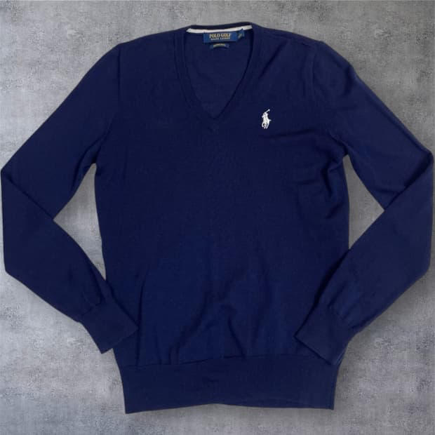 폴로 랄프로렌 골프 네이비 메리노울 브이넥 니트 S