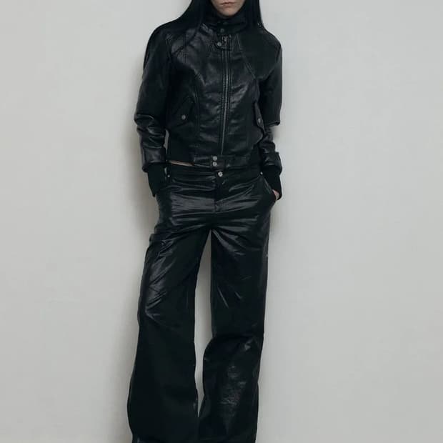 보헤미안서울 하이넥 모토 자켓,슬림핏