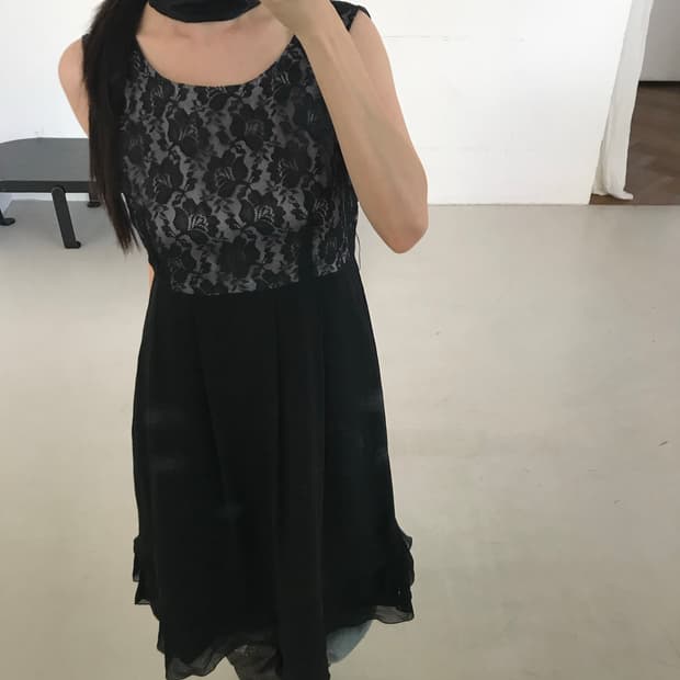 vintage lace frill one-piece