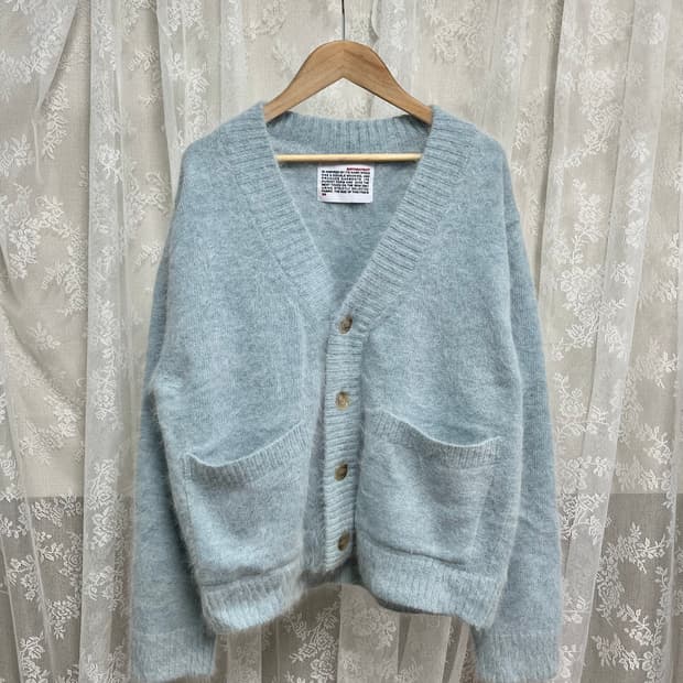 XS) 벌스데이수트 앙고라 가디건 스카이