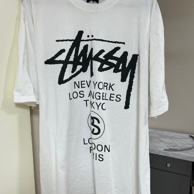 스투시 / 월드 투어 반팔 / 화이트 / XL