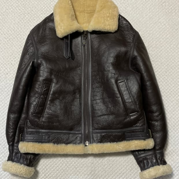 오리지널 B-3 리얼레더 양털 폭격기 복각 무스탕 무톤 자켓 브라운