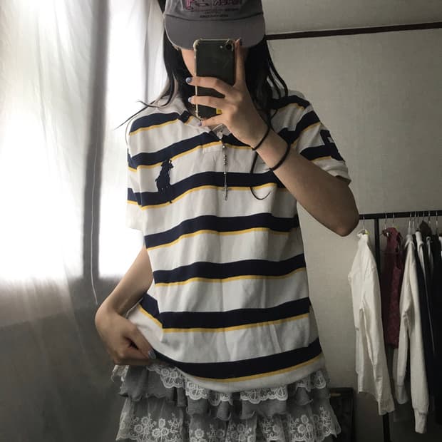 폴로 스트라이프 빅포니 반팔티셔츠