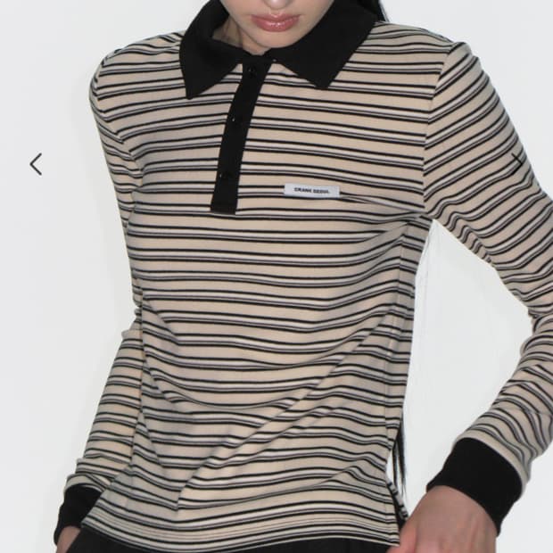 크랭크 멀티스트라이프 폴로 셔츠 아이보리