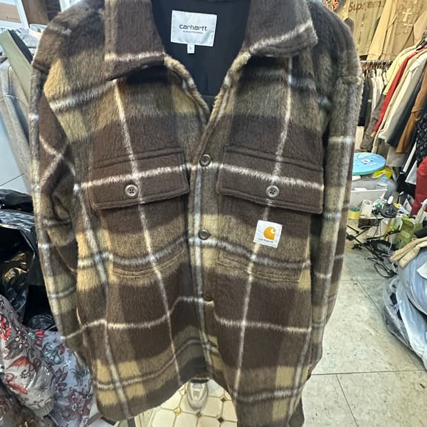 칼하트 브라운 체크 셔츠 자켓