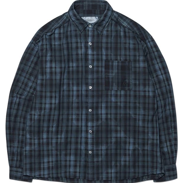 노매뉴얼 H.R CHECK SHIRTS 체크 셔츠 다크 네이비 L