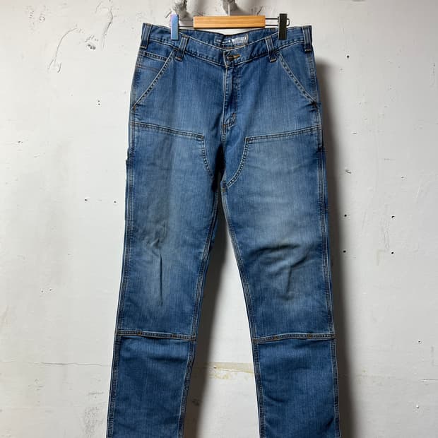 칼하트 릴렉스 핏 데님 더블니 워크 팬츠