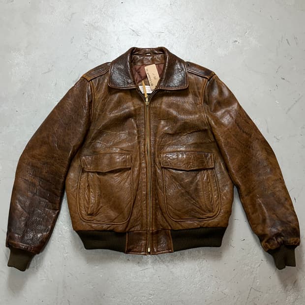 90's 시어스 오크브룩 디스 레더 봄버 자켓 빈티지 봄버 가죽 자켓