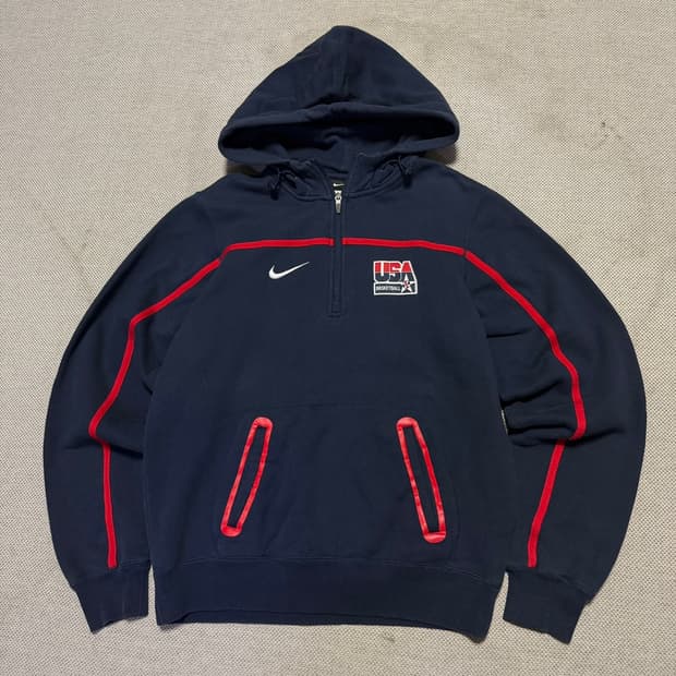 나이키 USA 농구팀 하프집업 기모 후드티