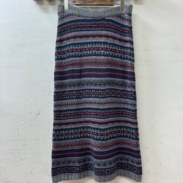 일본빈티지 울 혼방 페어아일 니트 스커트 