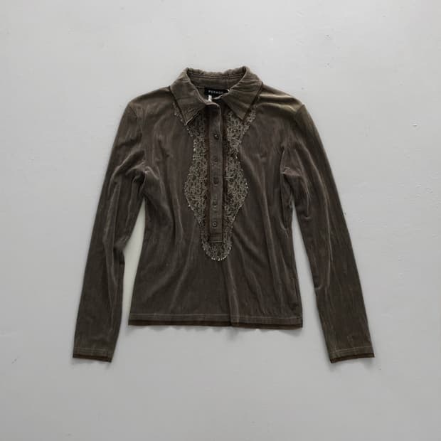 lace velvet polo sleeve
