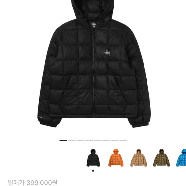 스투시 미드웨이트 후드 푸퍼 M 블랙 패딩