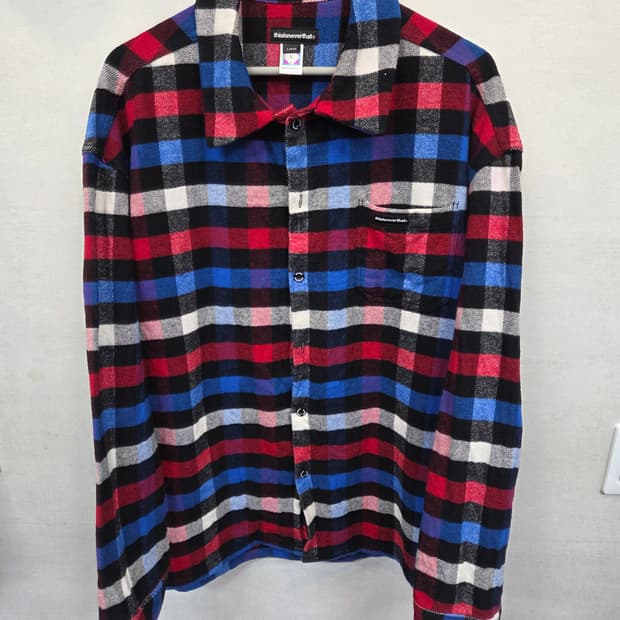 디스이즈네버댓 플란넬 쉐르파 체크 셔츠긴팔 L