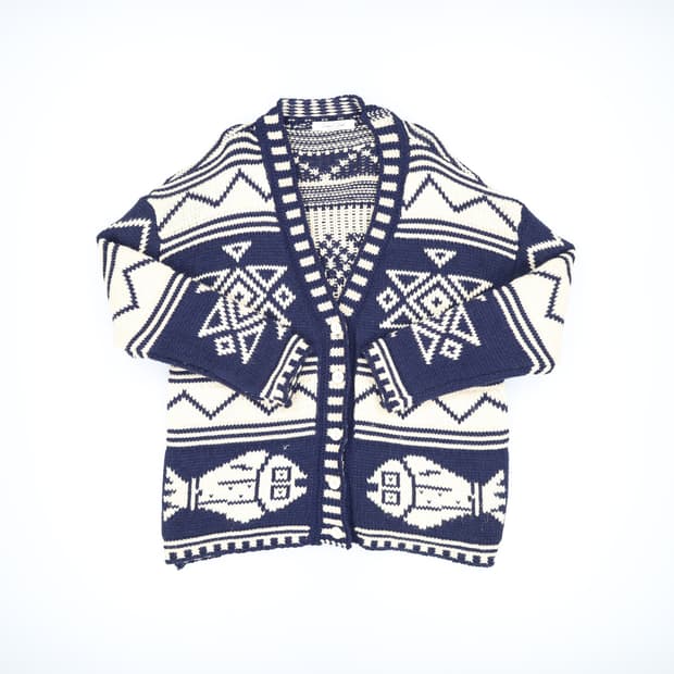 [95정도] 퀸즈스트리트 남성 패턴 브이넥가디건 1231H1