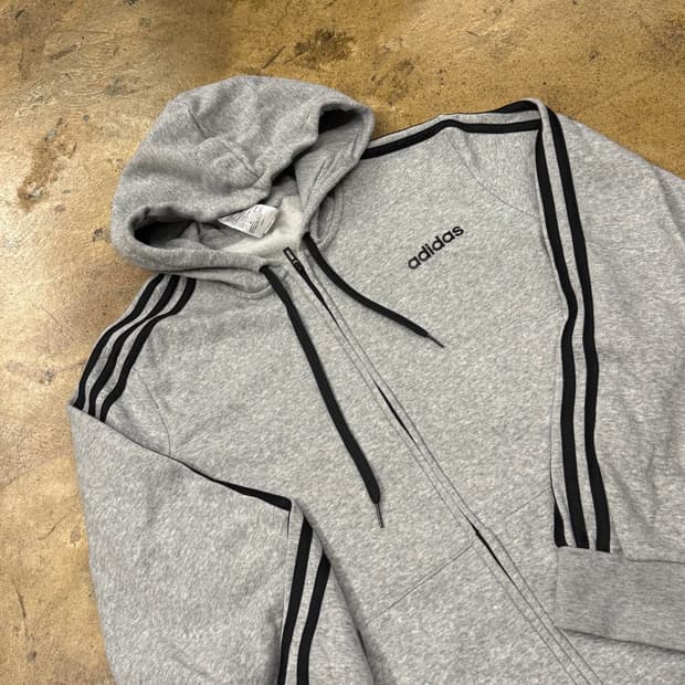 아디다스 회검 그레이 블랙 트랙탑 후드집업