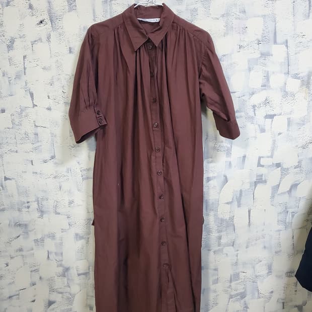 자라 브라운 셔츠 롱 원피스 