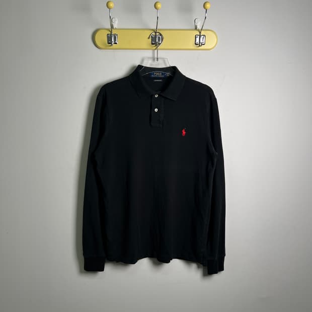 폴로 랄프로렌 블랙 긴팔 폴로 셔츠 M