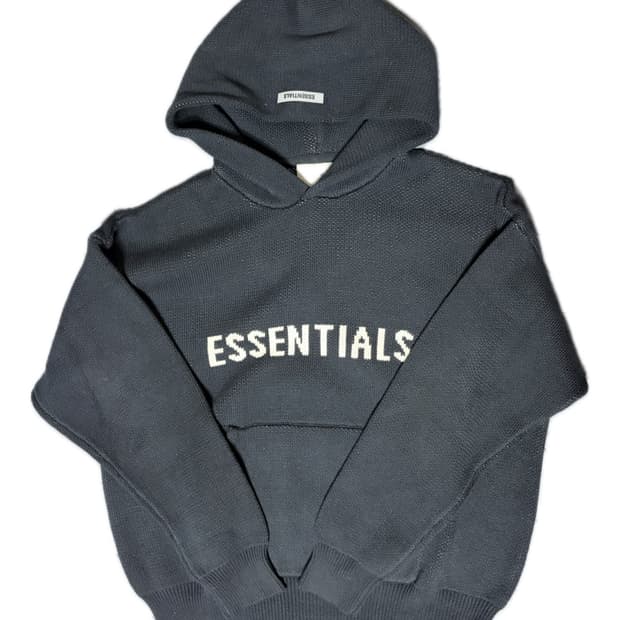 에센셜 니트 후드 블랙 M