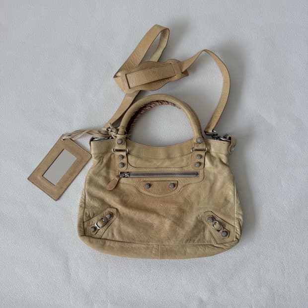 Pre owned 레더 토트 크로스백