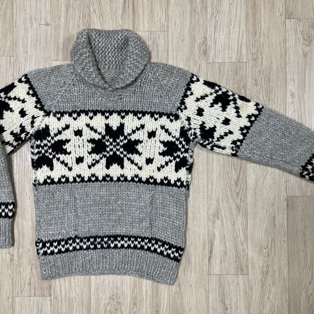 95) 핸드메이드 코위찬 헤비울 노르딕 숄카라 스웨터(RRL&LVC&폴로