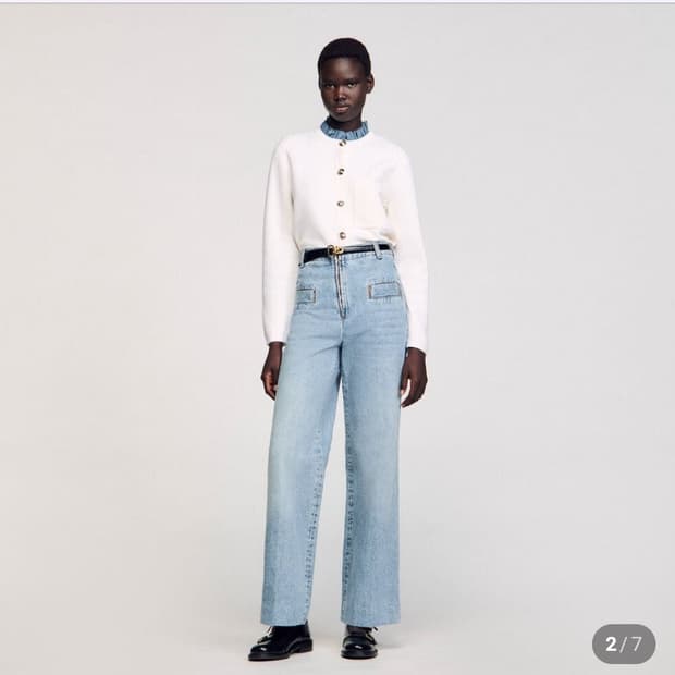 산드로 SANDRO 하이라이즈 와이드 데님 팬츠 38사이즈