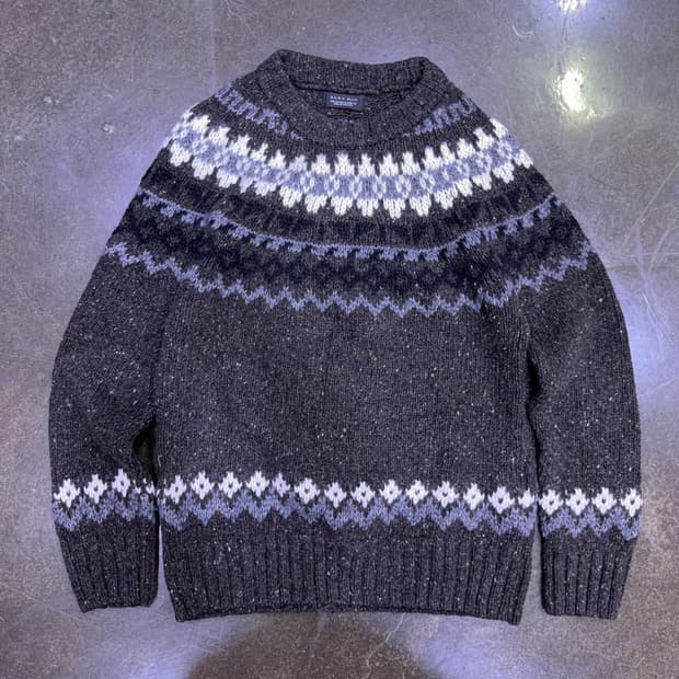 자라 울 라운드 노르딕 패턴 니트 스웨터 M