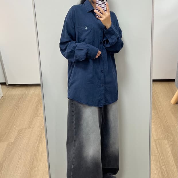 폴로 랄프로렌 코튼 포켓 네이비 셔츠 남방