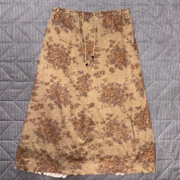 브라운 플라워 스커트