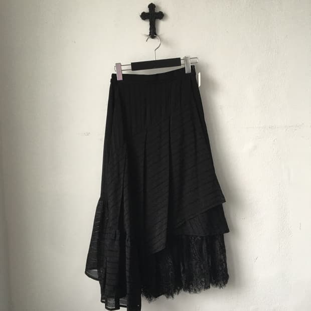 Lace layered stripe pattern unbalanced l