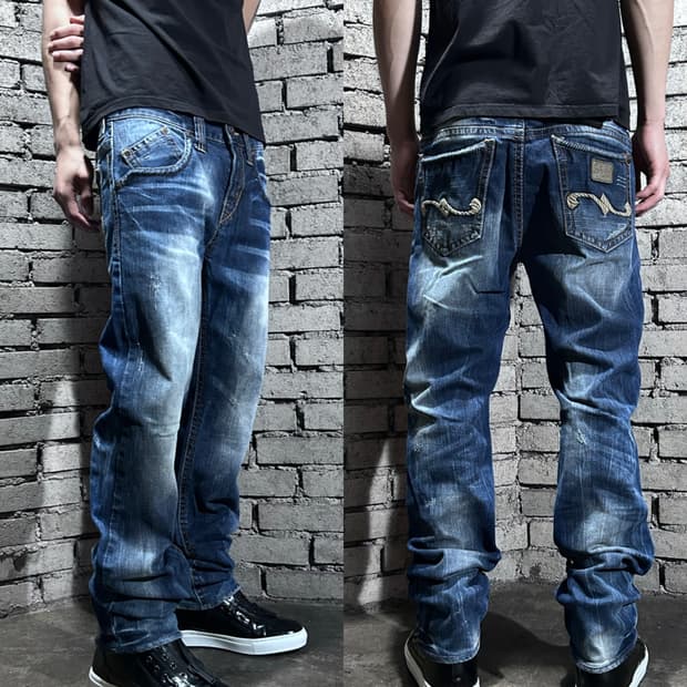 Shane Jeans 스트럭쳐 포켓 하드 워싱 데님