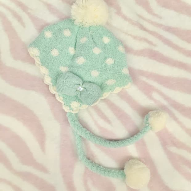 민트 도트 폼폼이 모자 조지후쿠 갸루 땡땡이 대장템