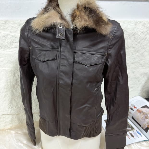 빈티지 frizz 라쿤퍼 카라 양가죽자켓