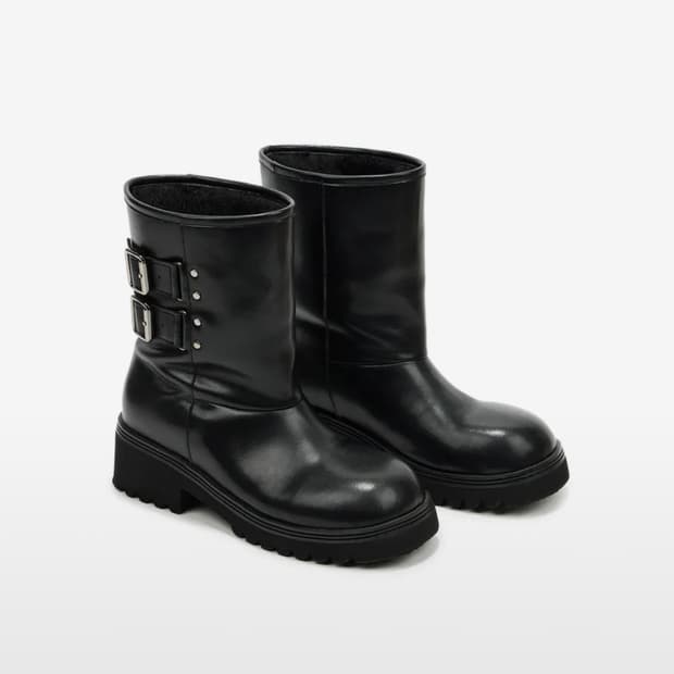 (새상품) 다이닛 테디베어 버클 부츠 레더 블랙 230