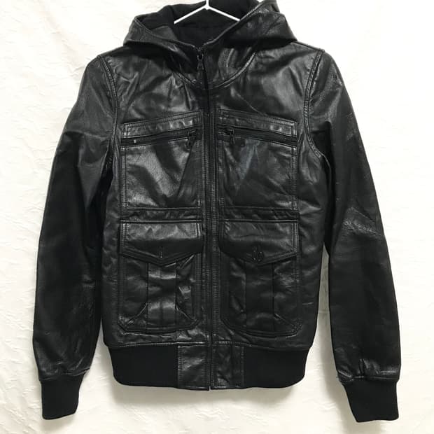 택포•빈티지 히스테릭글래머 돈피 리얼 레더 후드 봄버 자켓