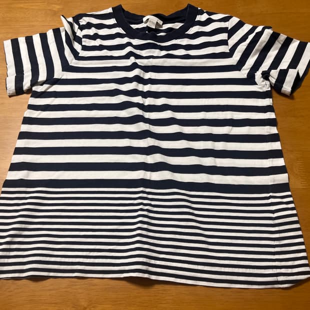 COS 코스 네이비 스트라이프 코튼 반팔 티셔츠_XS 사이즈