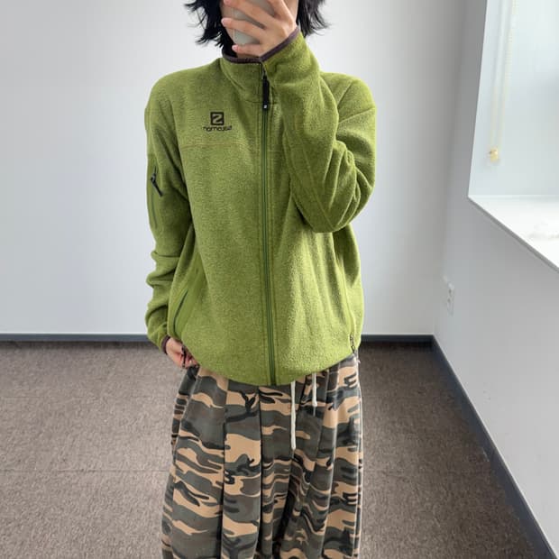 Salomon 살로몬 그린 브라운 플리스 집업 