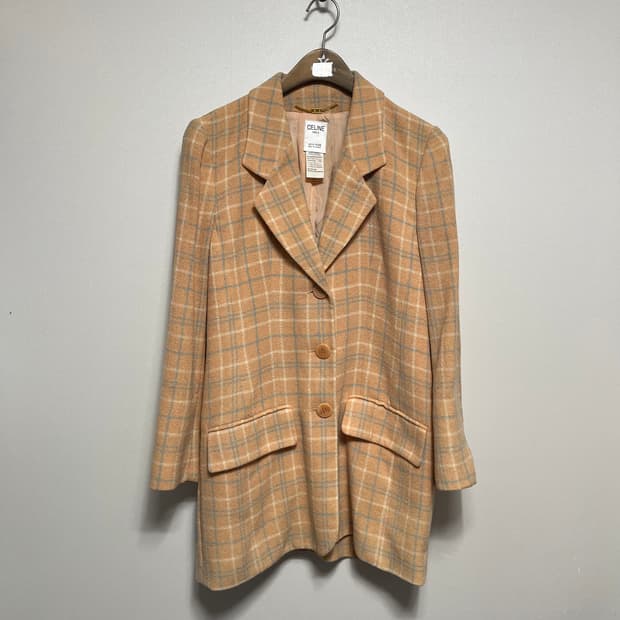 셀린느 빈티지 체크 울 자켓