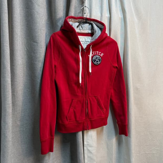 [M] 아베크롬비 여성 레드 기모 후드집업