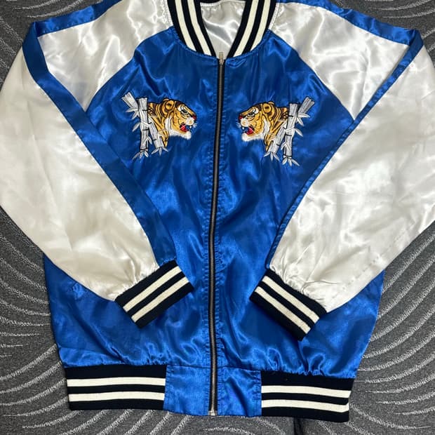블루 타이거 자수 스카쟌 자켓 M