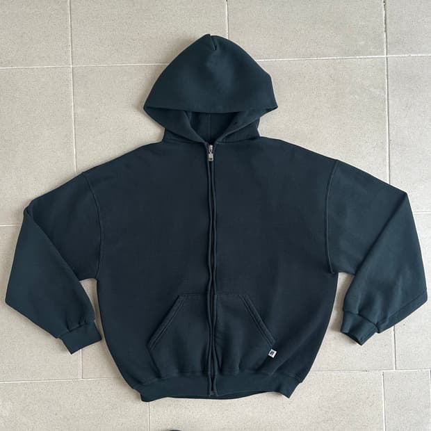 90s 빈티지 러셀 후드집업 그린 XL