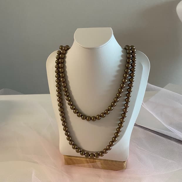 빈티지 브론즈 펄 롱 네크리스 (반길이 53cm) 목걸이 