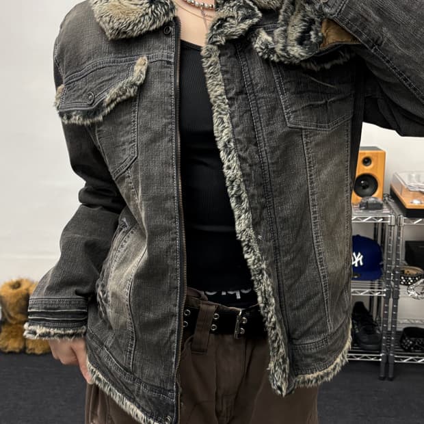 올드 빈티지 워시드 데님 트러커 점퍼