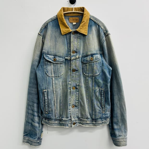 데님앤서플라이 코듀로이 카라 디스트로이드 데님 자켓