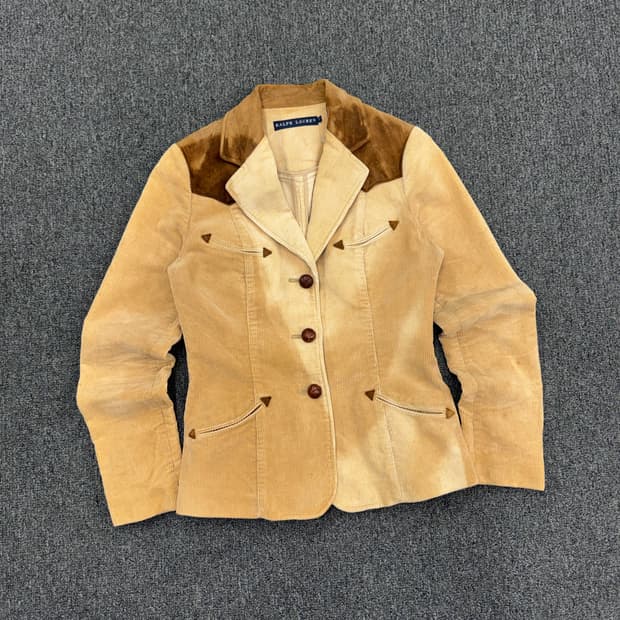 9)랄프로렌 빈티지 웨스턴 코듀로이 가죽패치 여성 블레이저 자켓