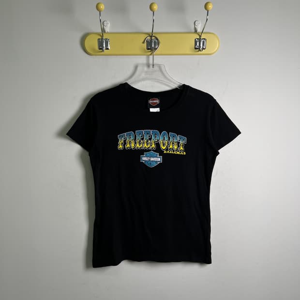 할리데이비슨 빈티지 블랙 로고 반팔 티셔츠 L